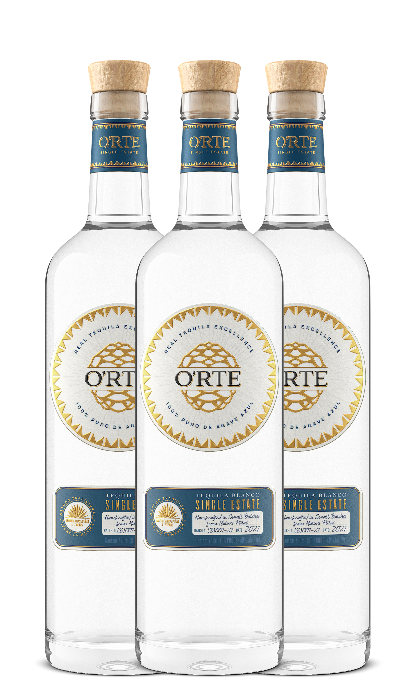 O'RTE Tequila Blanco 3 Bottles