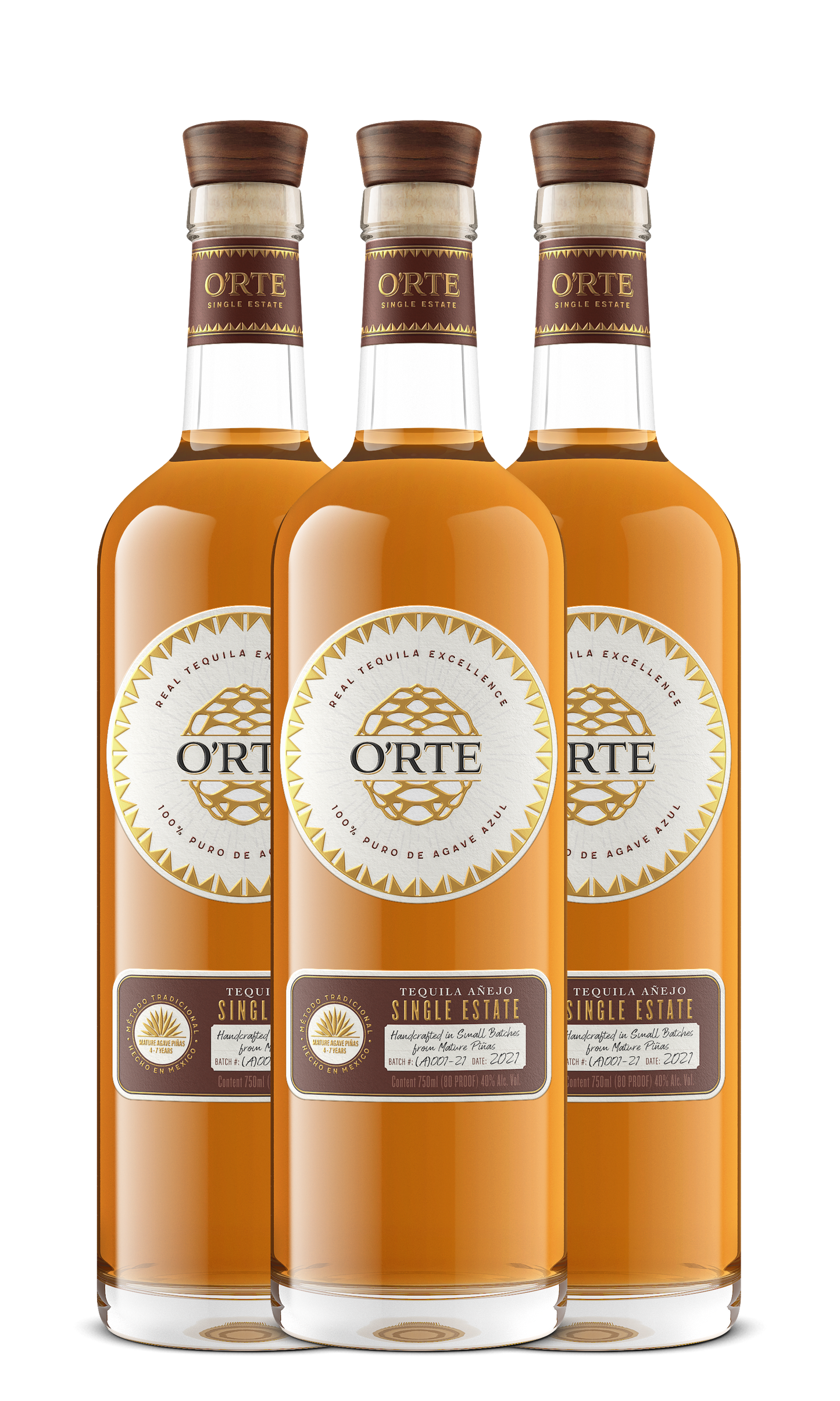 O'RTE Tequila Añejo 3 Bottles